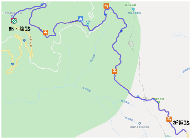 2021 阿里山雲端路跑 活動路線圖