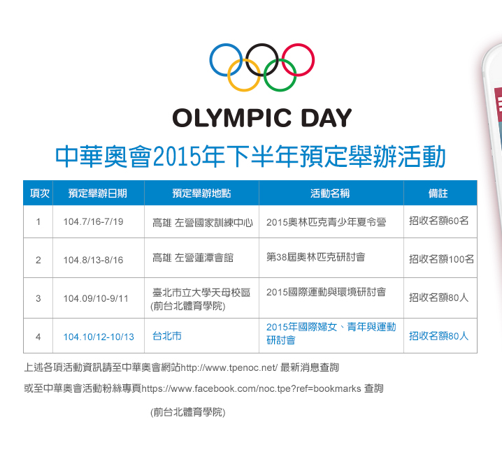 中華奧會2055下半年預定舉辦活動